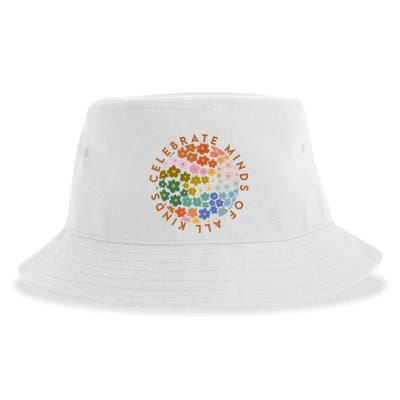 Celebrate Minds Of All Kinds Flowers Neurodiversity Autism Sustainable Bucket Hat