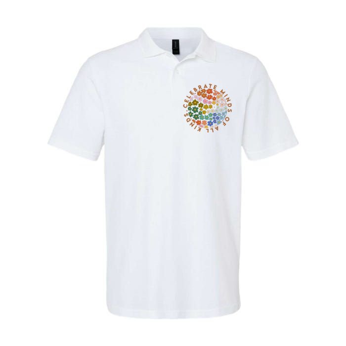 Celebrate Minds Of All Kinds Flowers Neurodiversity Autism Softstyle Adult Sport Polo