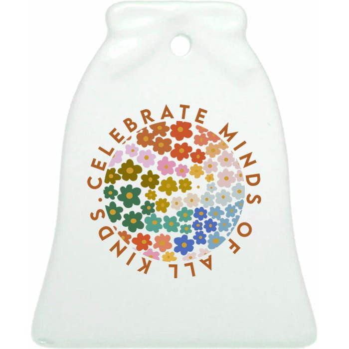 Celebrate Minds Of All Kinds Flowers Neurodiversity Autism Ceramic Bell Ornament