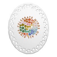 Celebrate Minds Of All Kinds Flowers Neurodiversity Autism Ceramic Oval Ornament