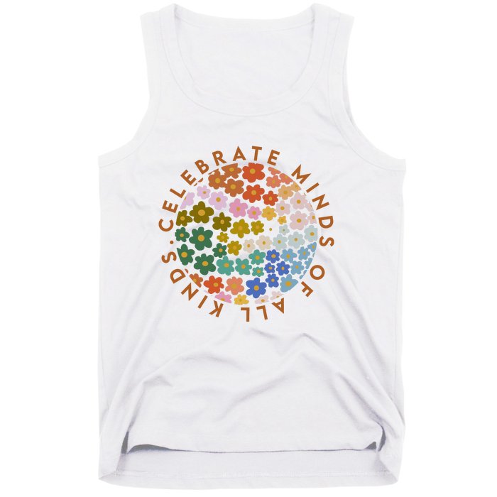 Celebrate Minds Of All Kinds Flowers Neurodiversity Autism Tank Top