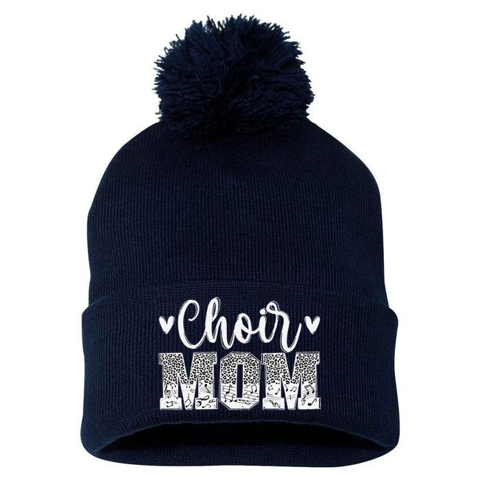 Choir Mom Of A Choir Member Leopard Choir Mother Pom Pom 12in Knit Beanie