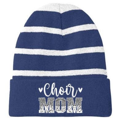 Choir Mom Of A Choir Member Leopard Choir Mother Striped Beanie with Solid Band