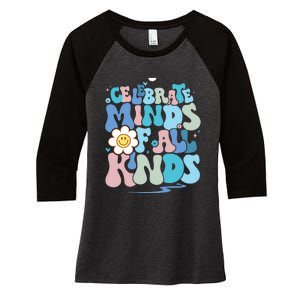 Celebrate Minds Of All Kinds Neurodiversity Women's Tri-Blend 3/4-Sleeve Raglan Shirt