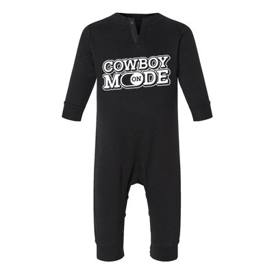 Cowboy Mode On Gift Horse Riding Horse Western Rodeo Cowboy Funny Gift Infant Fleece One Piece