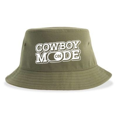 Cowboy Mode On Gift Horse Riding Horse Western Rodeo Cowboy Funny Gift Sustainable Bucket Hat