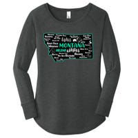 Cute map of Montana Helena Missoula Billings Kalispell Women's Perfect Tri Tunic Long Sleeve Shirt