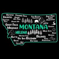 Cute map of Montana Helena Missoula Billings Kalispell Womens Tank Top