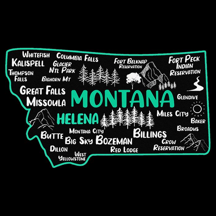 Cute map of Montana Helena Missoula Billings Kalispell Womens Tank Top