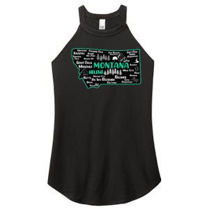 Cute map of Montana Helena Missoula Billings Kalispell Women's Perfect Tri Rocker Tank