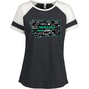 Cute map of Montana Helena Missoula Billings Kalispell Enza Ladies Jersey Colorblock Tee