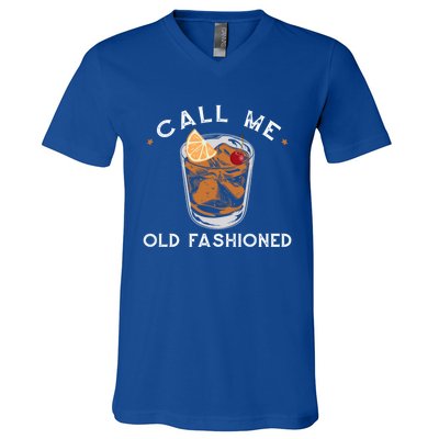 Call Me Old Fashioned Whiskey Ing Cocktail Bourbon Fan Gift V-Neck T-Shirt