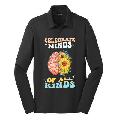 Celebrate Minds Of All Kinds Neurodiversity Autism Awareness Silk Touch Performance Long Sleeve Polo