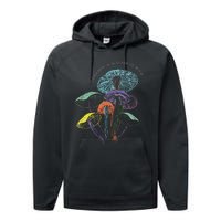 Colourful Mushrooms Of Imagination Performance Fleece Hoodie