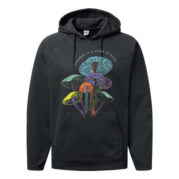 Colourful Mushrooms Of Imagination Performance Fleece Hoodie