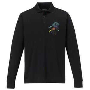 Colourful Mushrooms Of Imagination Performance Long Sleeve Polo