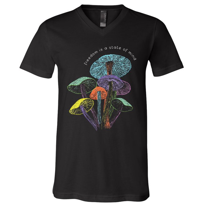 Colourful Mushrooms Of Imagination V-Neck T-Shirt