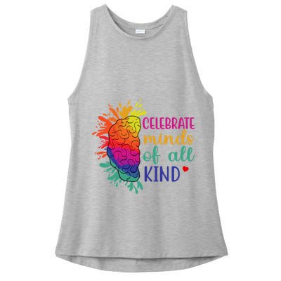 Celebrate Minds Of All Kind Neurodiversity Brain Ladies PosiCharge Tri-Blend Wicking Tank