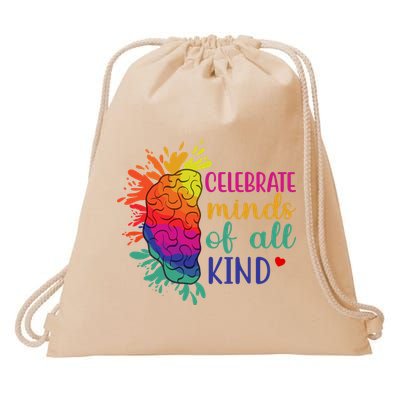 Celebrate Minds Of All Kind Neurodiversity Brain Drawstring Bag