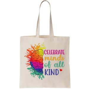 Celebrate Minds Of All Kind Neurodiversity Brain Tote Bag