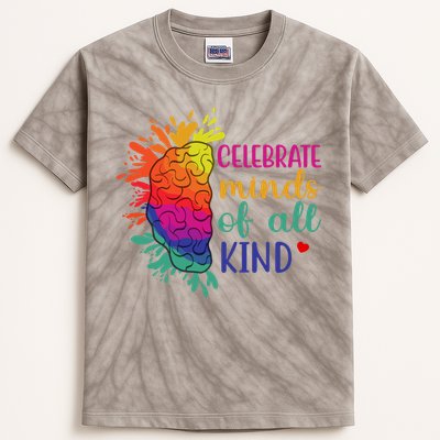 Celebrate Minds Of All Kind Neurodiversity Brain Kids Tie-Dye T-Shirt