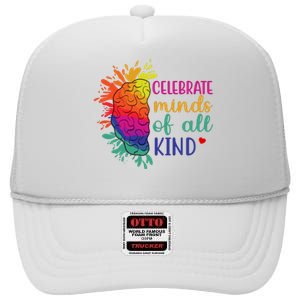 Celebrate Minds Of All Kind Neurodiversity Brain High Crown Mesh Back Trucker Hat