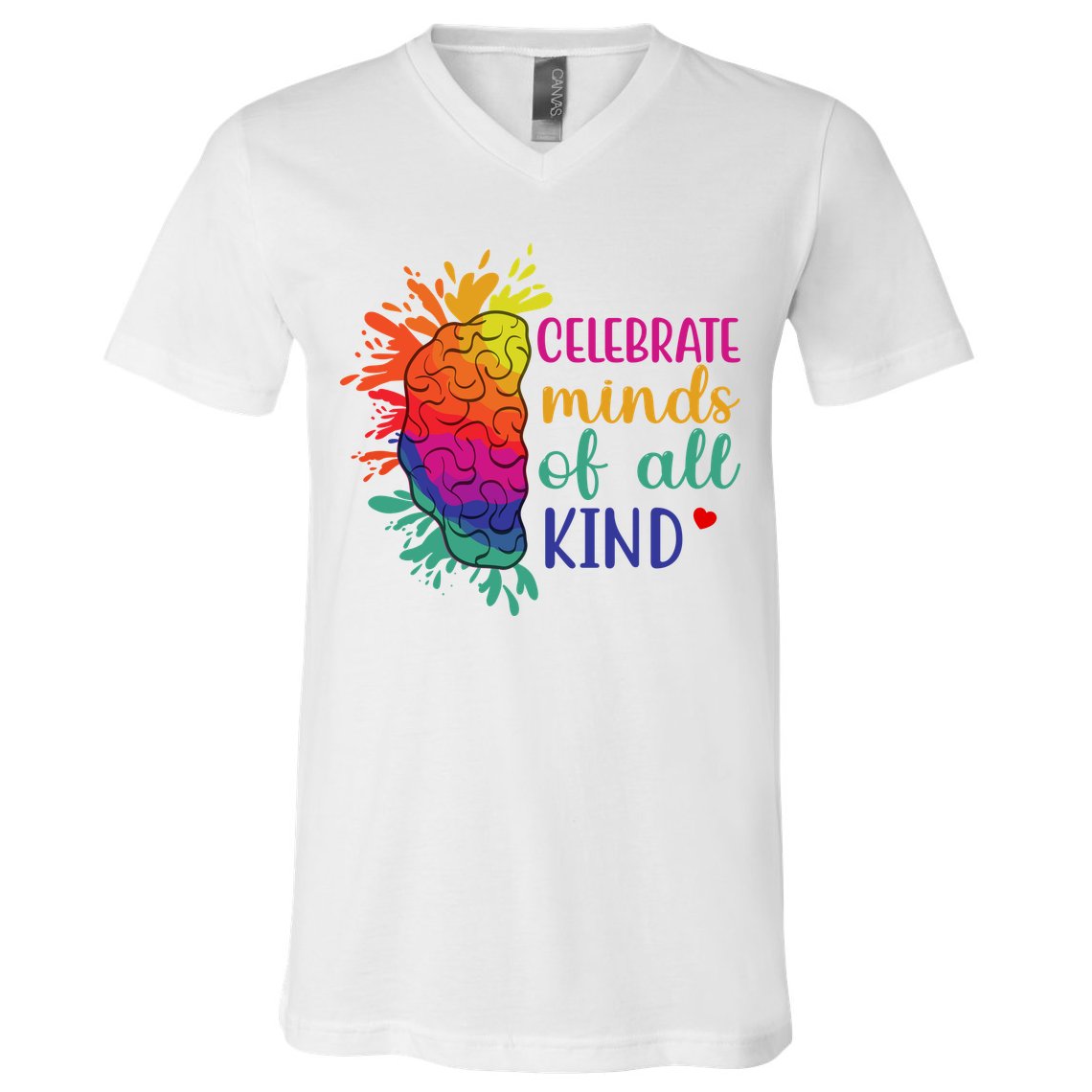 Celebrate Minds Of All Kind Neurodiversity Brain V-Neck T-Shirt