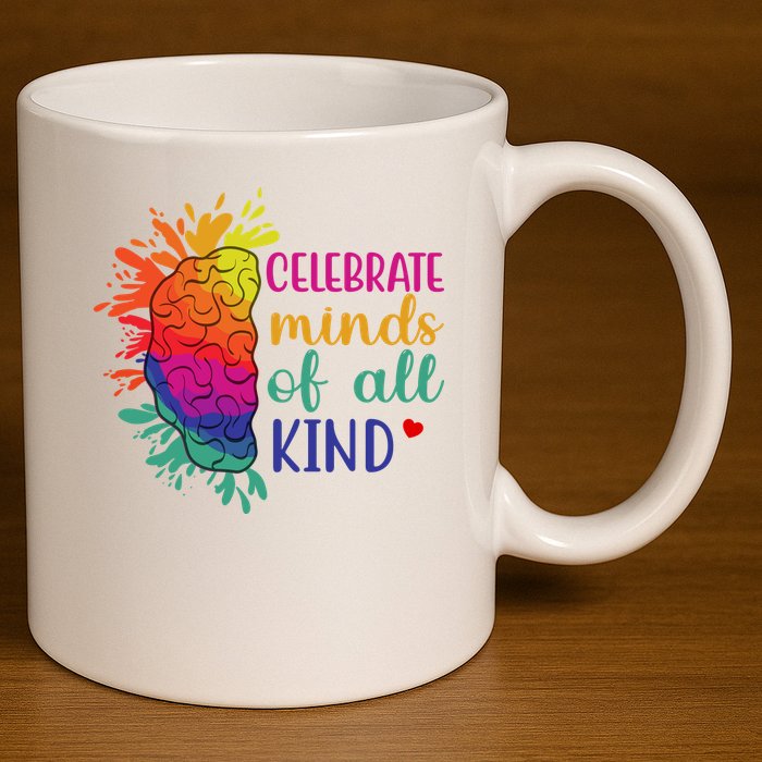 Celebrate Minds Of All Kind Neurodiversity Brain 11oz C Handle Ceramic Mug