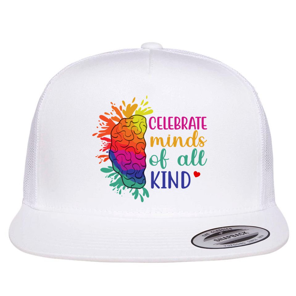Celebrate Minds Of All Kind Neurodiversity Brain Flat Bill Trucker Hat