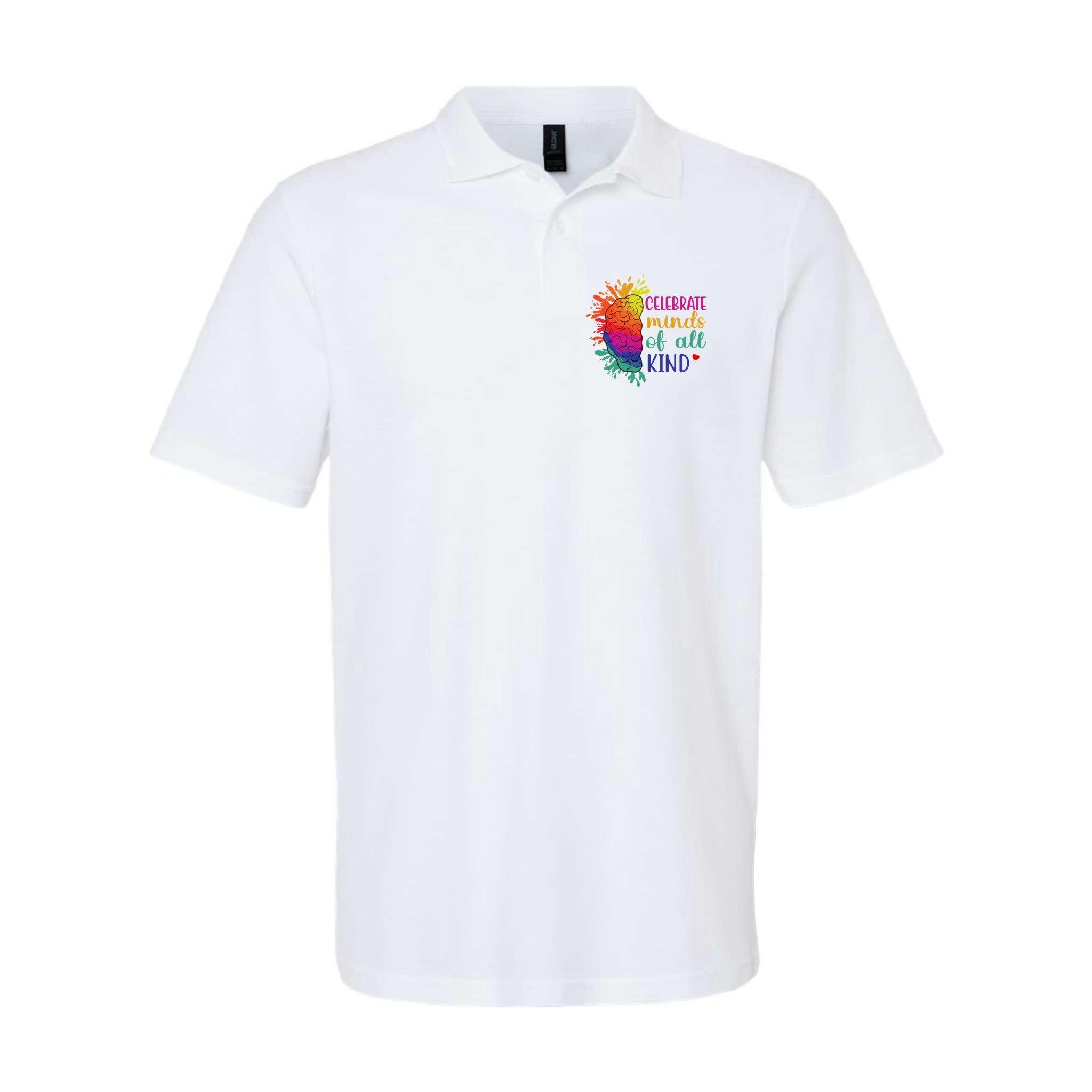 Celebrate Minds Of All Kind Neurodiversity Brain Polo
