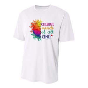 Celebrate Minds Of All Kind Neurodiversity Brain Youth Performance Sprint T-Shirt