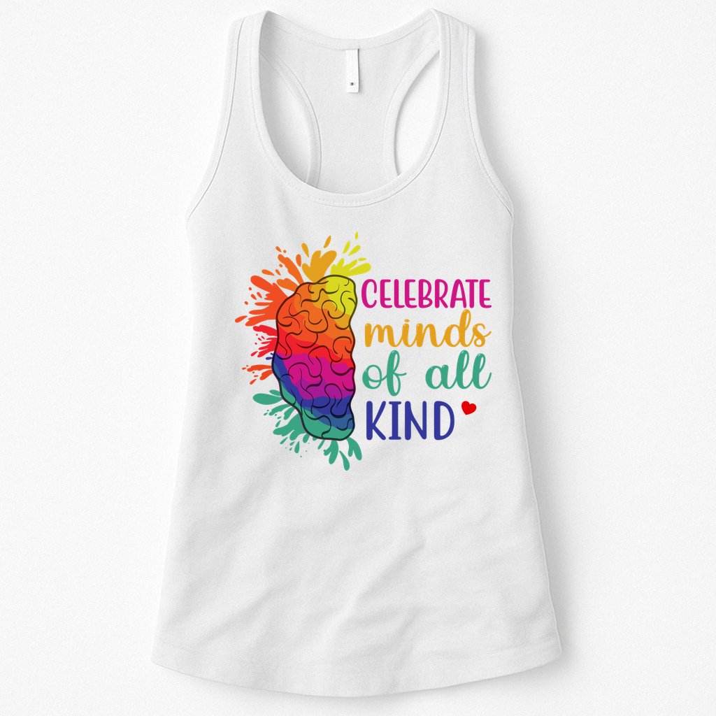 Celebrate Minds Of All Kind Neurodiversity Brain Womens Tank Top