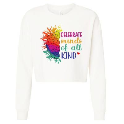Celebrate Minds Of All Kind Neurodiversity Brain Cropped Pullover Crew
