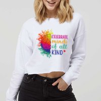 Celebrate Minds Of All Kind Neurodiversity Brain Cropped Pullover Crew
