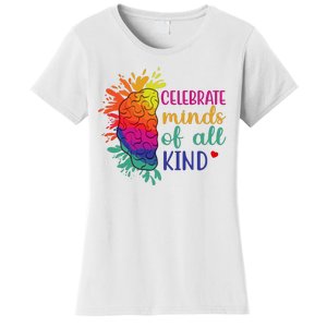 Celebrate Minds Of All Kind Neurodiversity Brain Women's T-Shirt