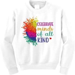 Celebrate Minds Of All Kind Neurodiversity Brain Kids Sweatshirt