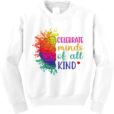 Celebrate Minds Of All Kind Neurodiversity Brain Kids Sweatshirt