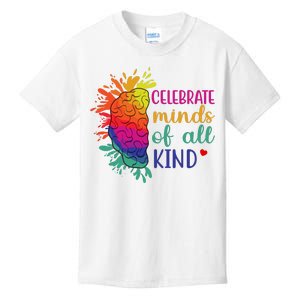 Celebrate Minds Of All Kind Neurodiversity Brain Kids T-Shirt