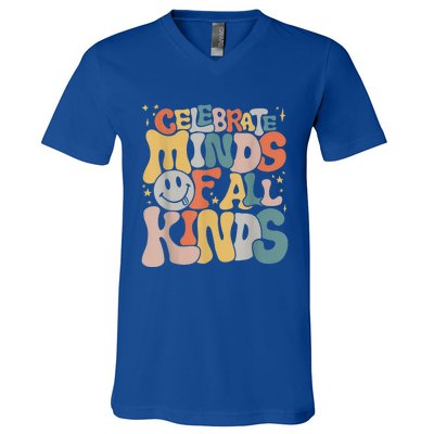 Celebrate Minds Of All Kinds Neurodiversity Autism Awareness V-Neck T-Shirt