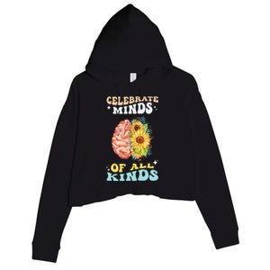 Celebrate Minds of All Kinds Neurodiversity Autism Awareness Crop Fleece Hoodie