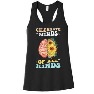 Celebrate Minds of All Kinds Neurodiversity Autism Awareness Women's Racerback Tank