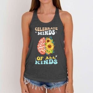 Celebrate Minds of All Kinds Neurodiversity Autism Awareness Women's Knotted Racerback Tank