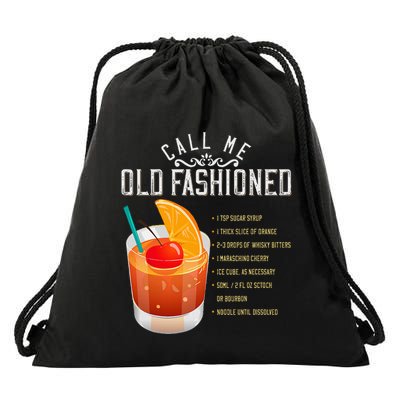 Call Me Old Fashioned Whiskey Cocktail Drinking Drawstring Bag