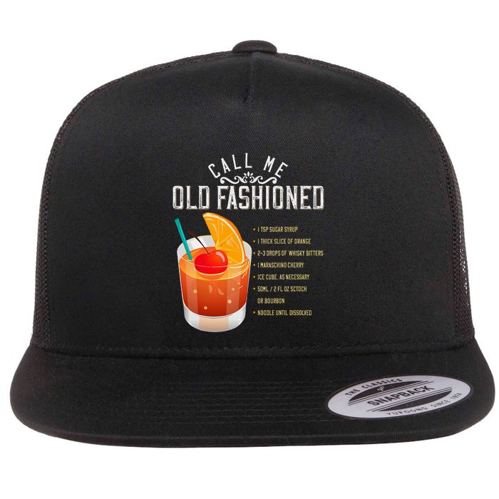 Call Me Old Fashioned Whiskey Cocktail Drinking Flatbill Hat