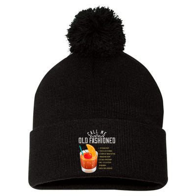 Call Me Old Fashioned Whiskey Cocktail Drinking Pom Pom 12in Knit Beanie
