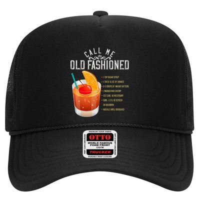Call Me Old Fashioned Whiskey Cocktail Drinking Trucker Hat
