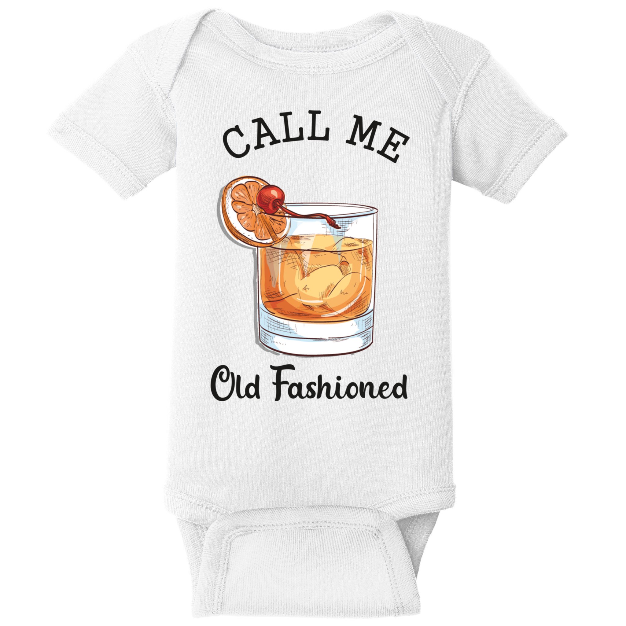 Call Me Old Fashioned Whiskey Wisconsin Funny Vintage Baby Bodysuit