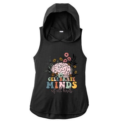 Celebrate Minds Of All Kinds Autism Awareness Ladies PosiCharge Tri-Blend Wicking Draft Hoodie Tank