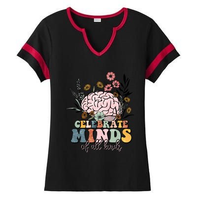 Celebrate Minds Of All Kinds Autism Awareness Ladies Halftime Notch Neck Tee