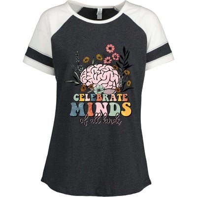 Celebrate Minds Of All Kinds Autism Awareness Enza Ladies Jersey Colorblock Tee